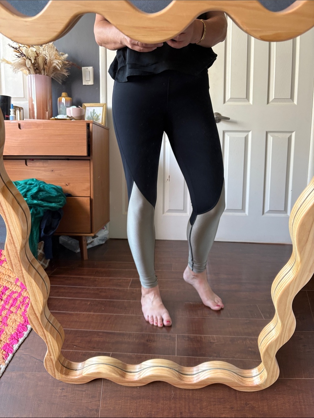 Alala Black and Metallic Gold Performance Leggings